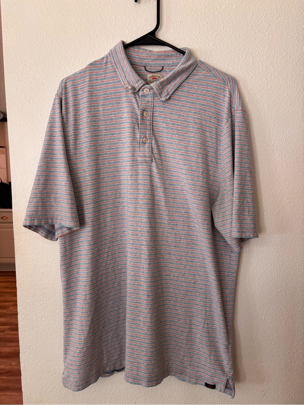 Faherty Men's Striped Pima Cotton Blend Polo Shirt (XL Tall)